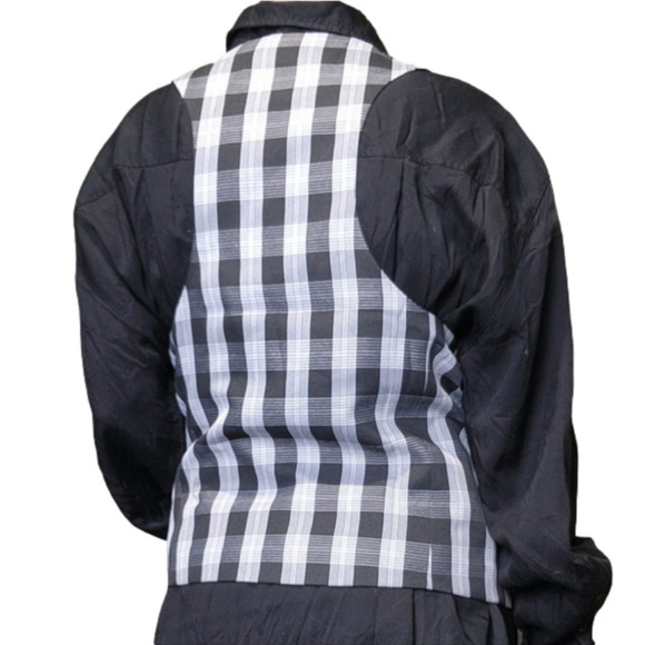 Vest plaid tailored fit black and white KANCY KOLE NWT - Picture 2 of 13